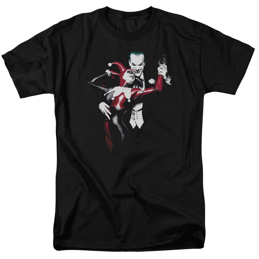 AN OFFCIALLY LICENSED BATMAN HARLEY AND JOKER MEN'S REGULAR FIT T-SHIRT BLACK