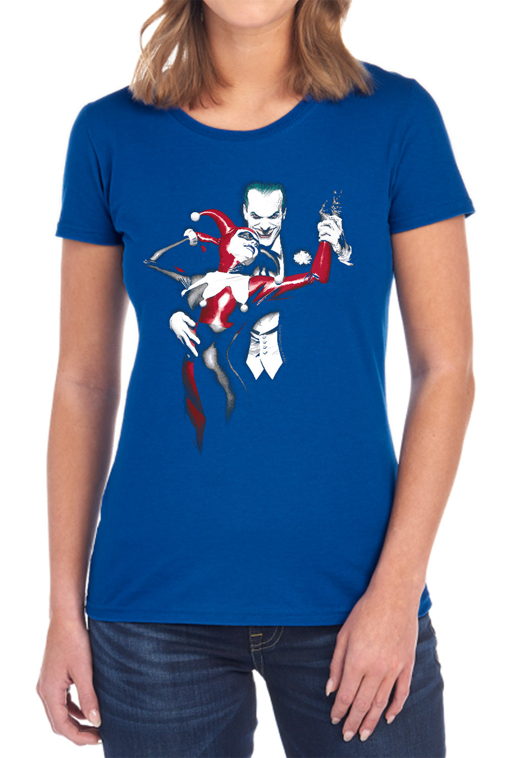 AN OFFCIALLY LICENSED BATMAN HARLEY AND JOKER WOMEN'S REGULAR FIT T-SHIRT BLACK