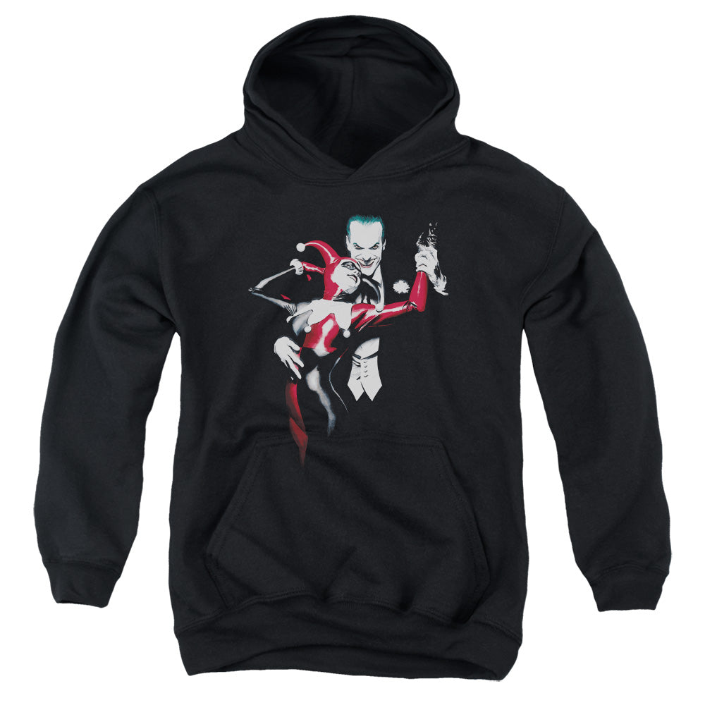 AN OFFCIALLY LICENSED BATMAN HARLEY AND JOKER YOUTH HOODIE BLACK