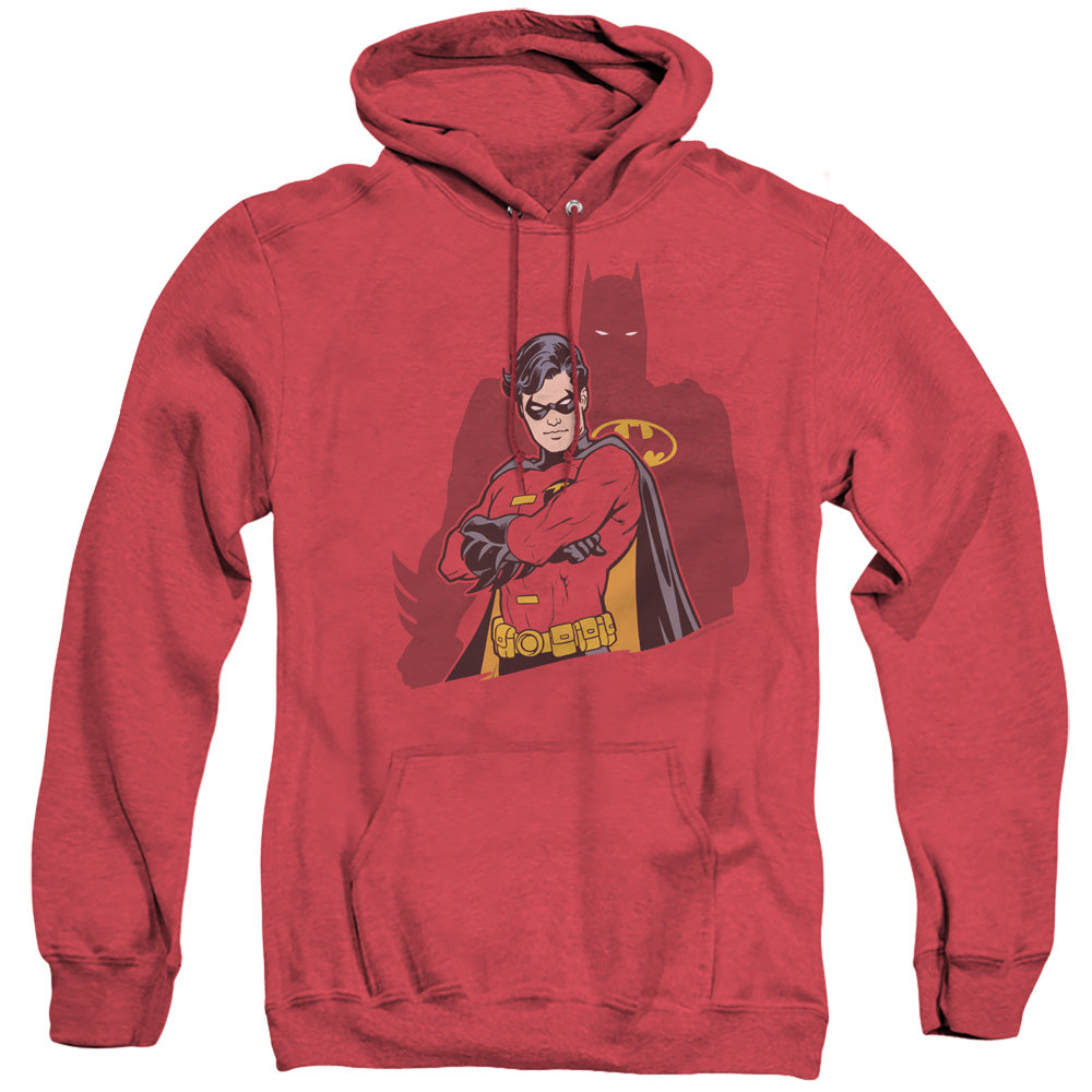AN OFFCIALLY LICENSED BATMAN WINGMAN ADULT UNISEX HEATHER PULLOVER HOODIE RED