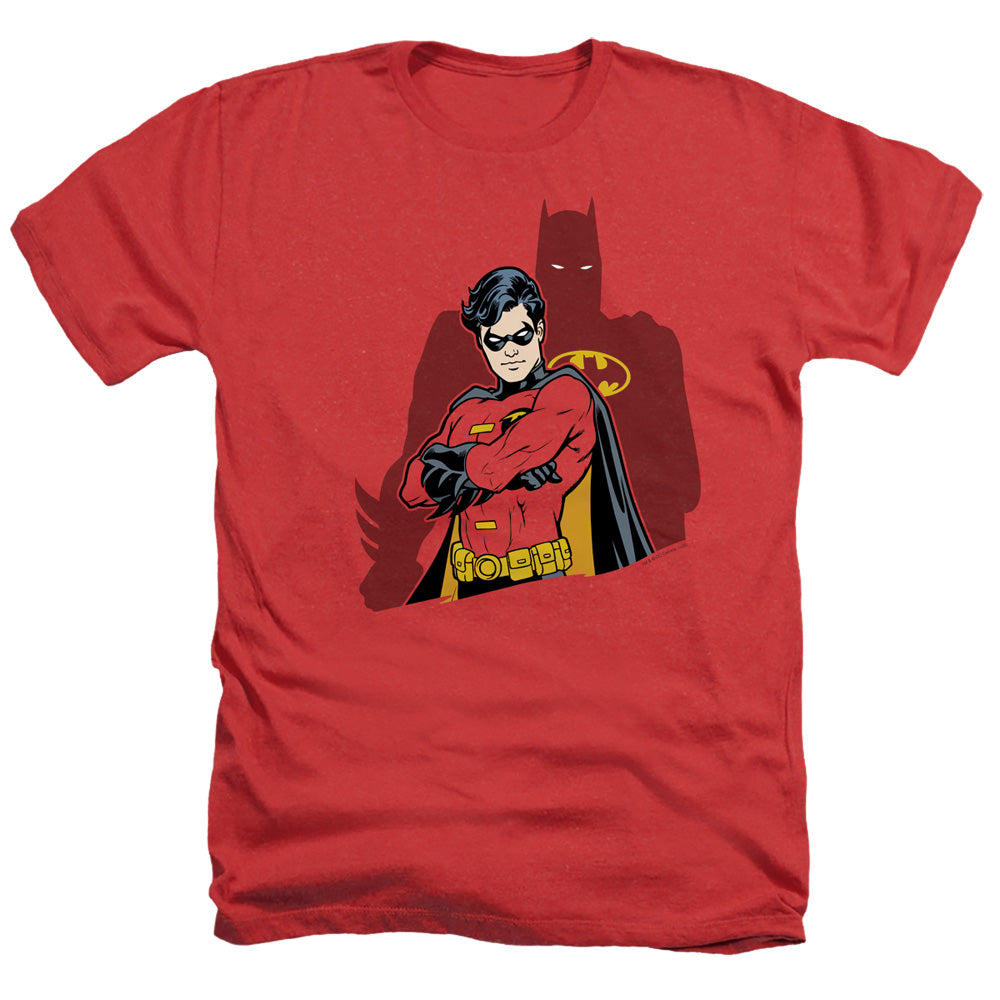 AN OFFCIALLY LICENSED BATMAN WINGMAN MEN'S HEATHER T-SHIRT RED