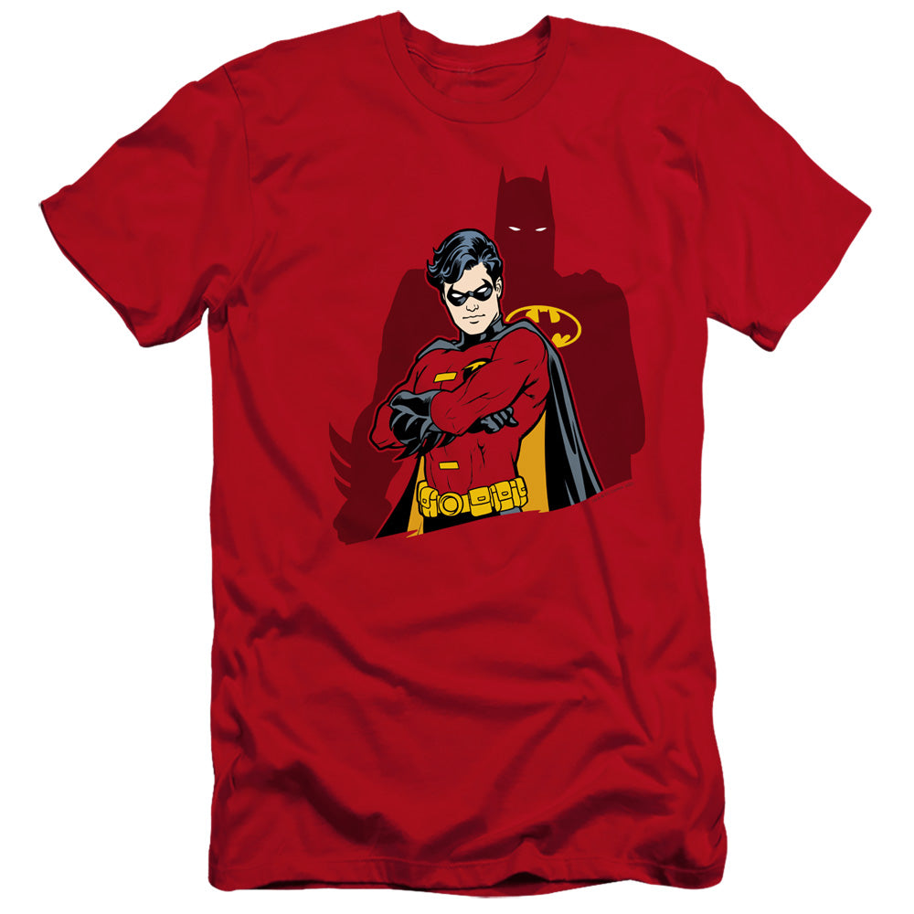 AN OFFCIALLY LICENSED BATMAN WINGMAN MEN'S PREMIUM SLIM FIT T-SHIRT RED