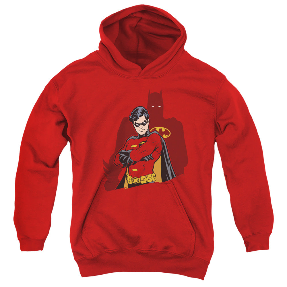 AN OFFCIALLY LICENSED BATMAN WINGMAN YOUTH HOODIE RED
