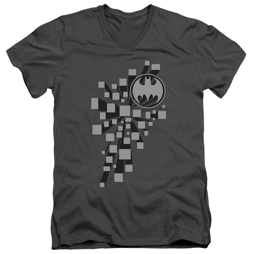 AN OFFCIALLY LICENSED BATMAN GOTHAM 3D MEN'S V-NECK T-SHIRT CHARCOAL