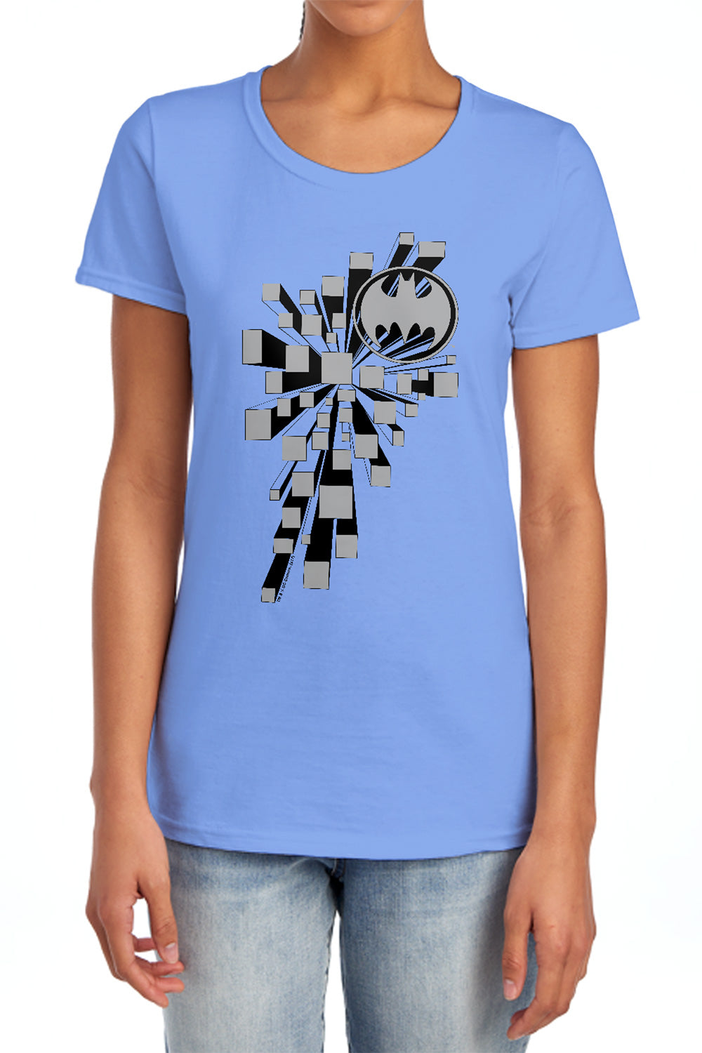 AN OFFCIALLY LICENSED BATMAN GOTHAM 3D WOMEN'S REGULAR FIT T-SHIRT CHARCOAL
