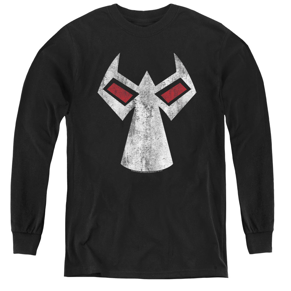 AN OFFCIALLY LICENSED BATMAN BANE MASK YOUTH LONG SLEEVE T-SHIRT BLACK