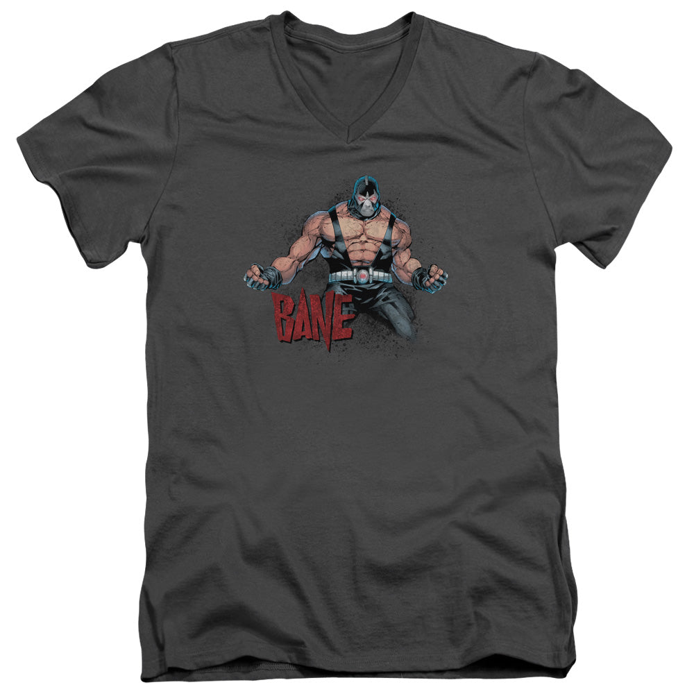 AN OFFCIALLY LICENSED BATMAN BANE FLEX MEN'S V-NECK T-SHIRT CHARCOAL