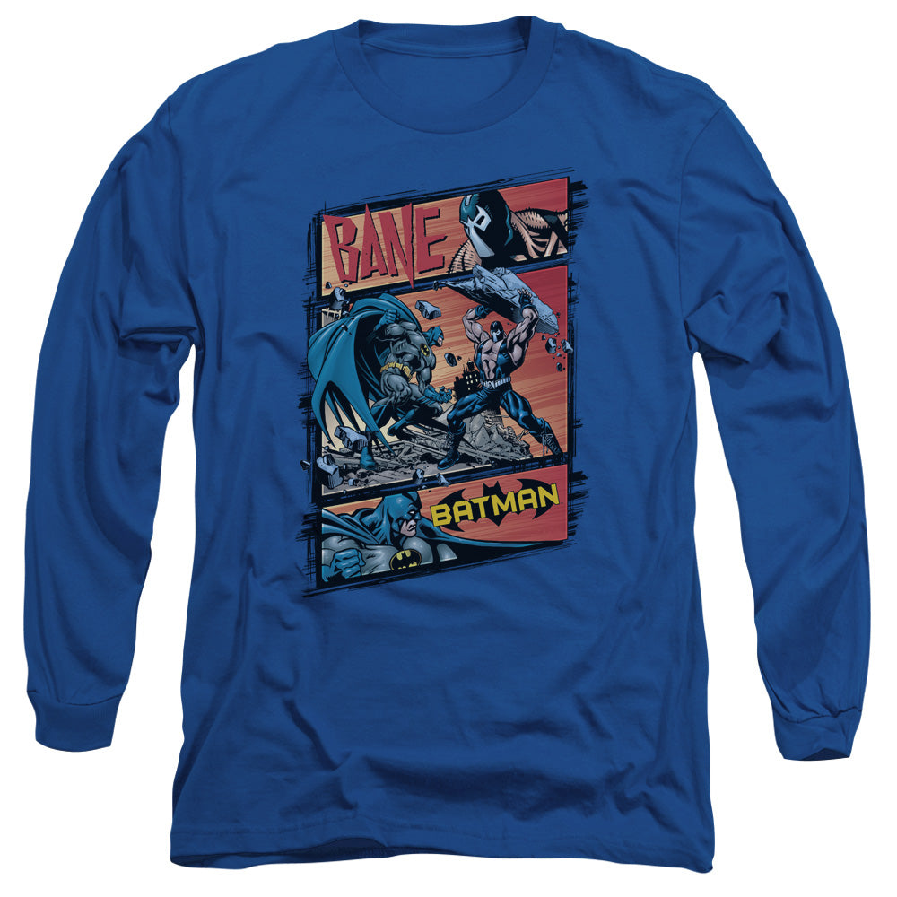 AN OFFCIALLY LICENSED BATMAN EPIC BATTLE MEN'S LONG SLEEVE T-SHIRT ROYAL
