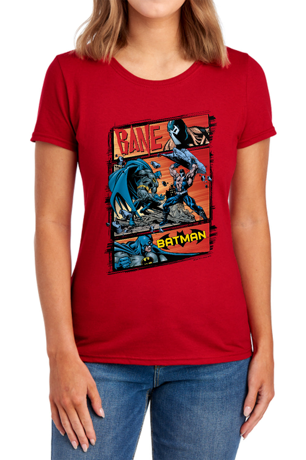 AN OFFCIALLY LICENSED BATMAN EPIC BATTLE WOMEN'S REGULAR FIT T-SHIRT ROYAL