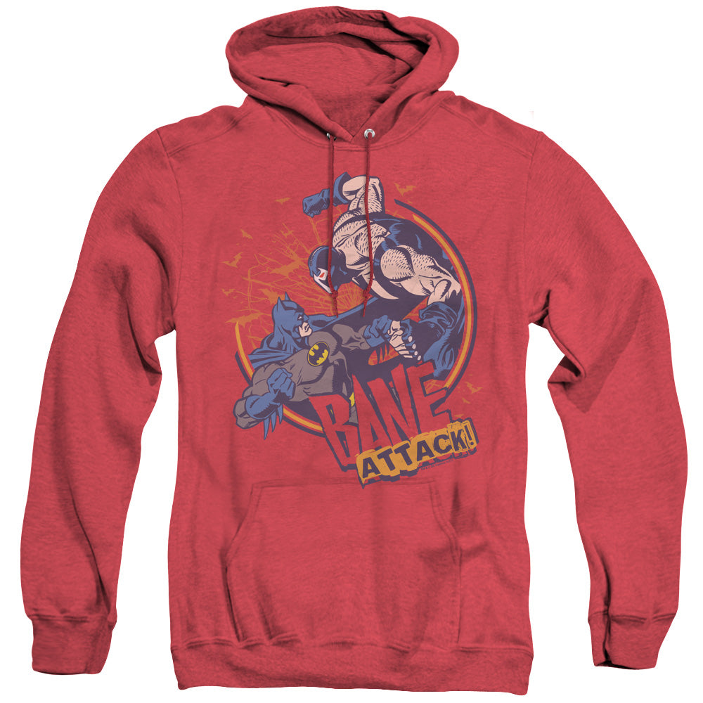 AN OFFCIALLY LICENSED BATMAN BANE ATTACK! ADULT UNISEX HEATHER PULLOVER HOODIE RED