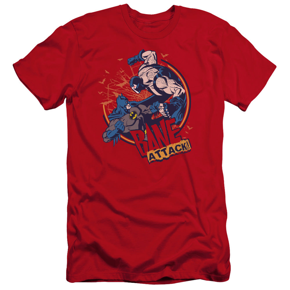 AN OFFCIALLY LICENSED BATMAN BANE ATTACK! MEN'S PREMIUM SLIM FIT T-SHIRT RED