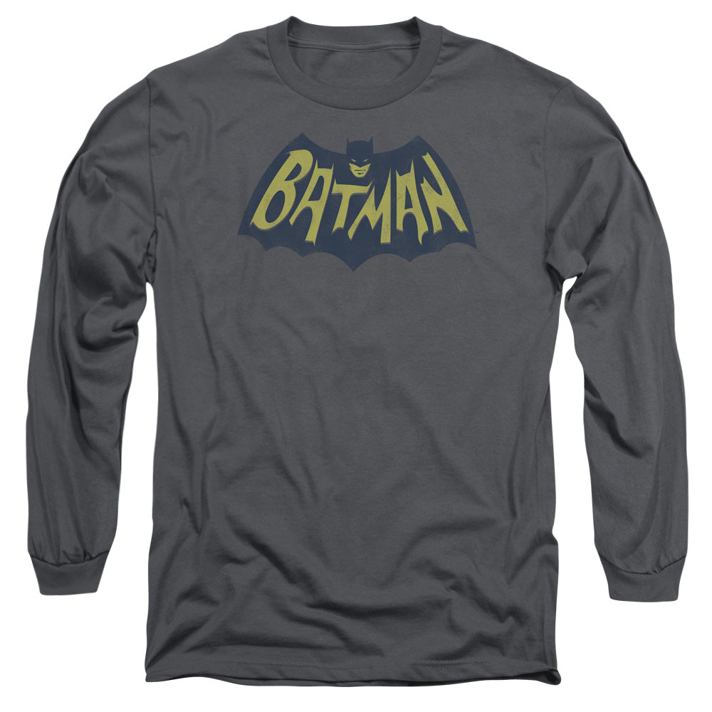 AN OFFCIALLY LICENSED BATMAN SHOW BAT LOGO MEN'S LONG SLEEVE T-SHIRT CHARCOAL