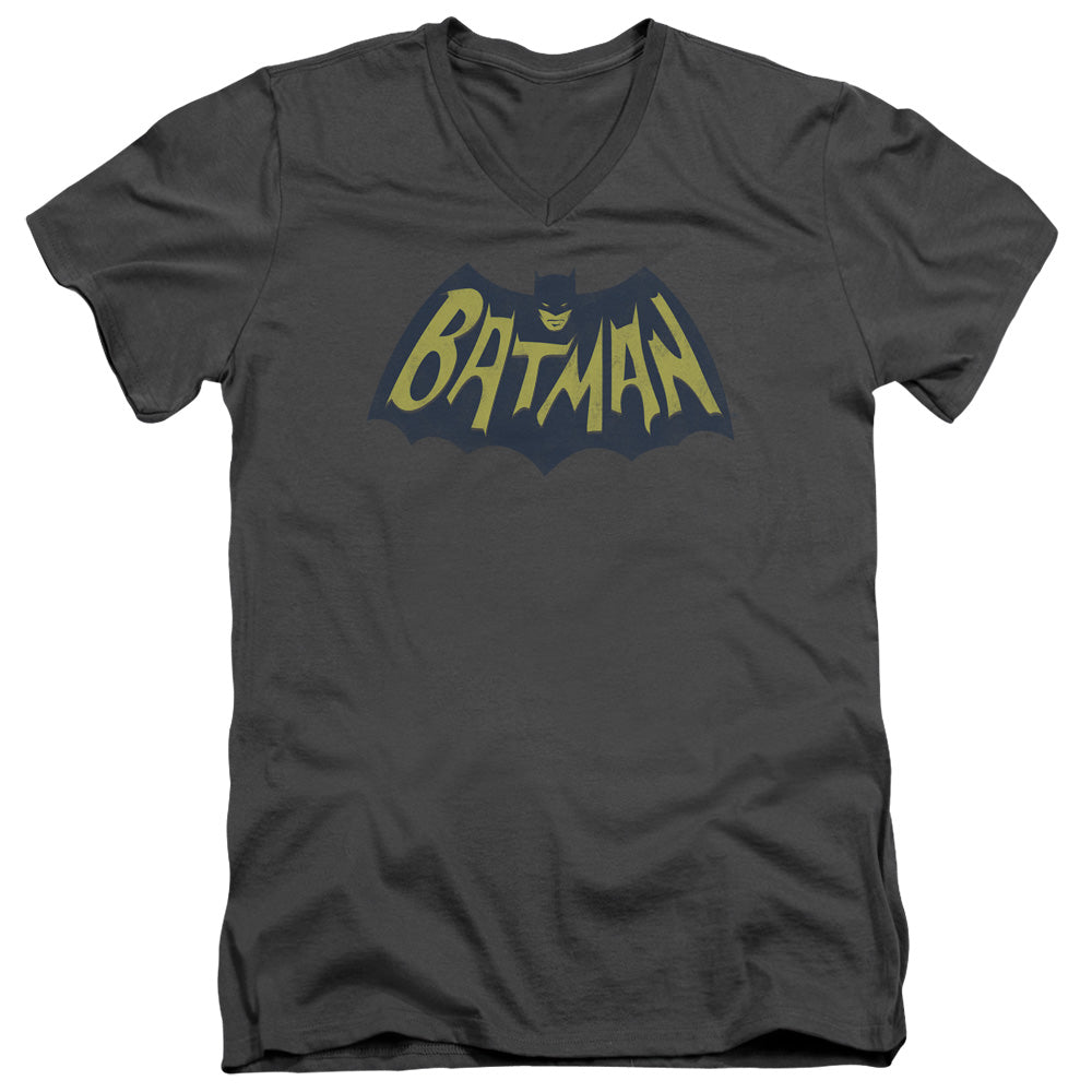 AN OFFCIALLY LICENSED BATMAN SHOW BAT LOGO MEN'S V-NECK T-SHIRT CHARCOAL