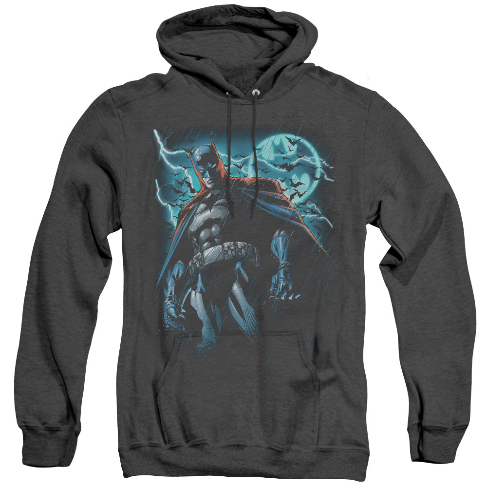 AN OFFCIALLY LICENSED BATMAN STORMY KNIGHT ADULT UNISEX HEATHER PULLOVER HOODIE BLACK