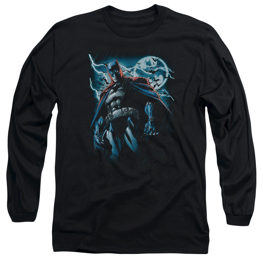AN OFFCIALLY LICENSED BATMAN STORMY KNIGHT MEN'S LONG SLEEVE T-SHIRT BLACK