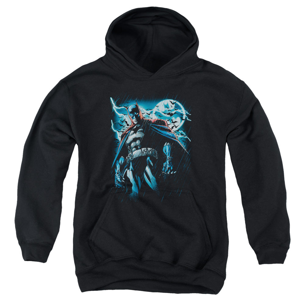 AN OFFCIALLY LICENSED BATMAN STORMY KNIGHT YOUTH HOODIE BLACK