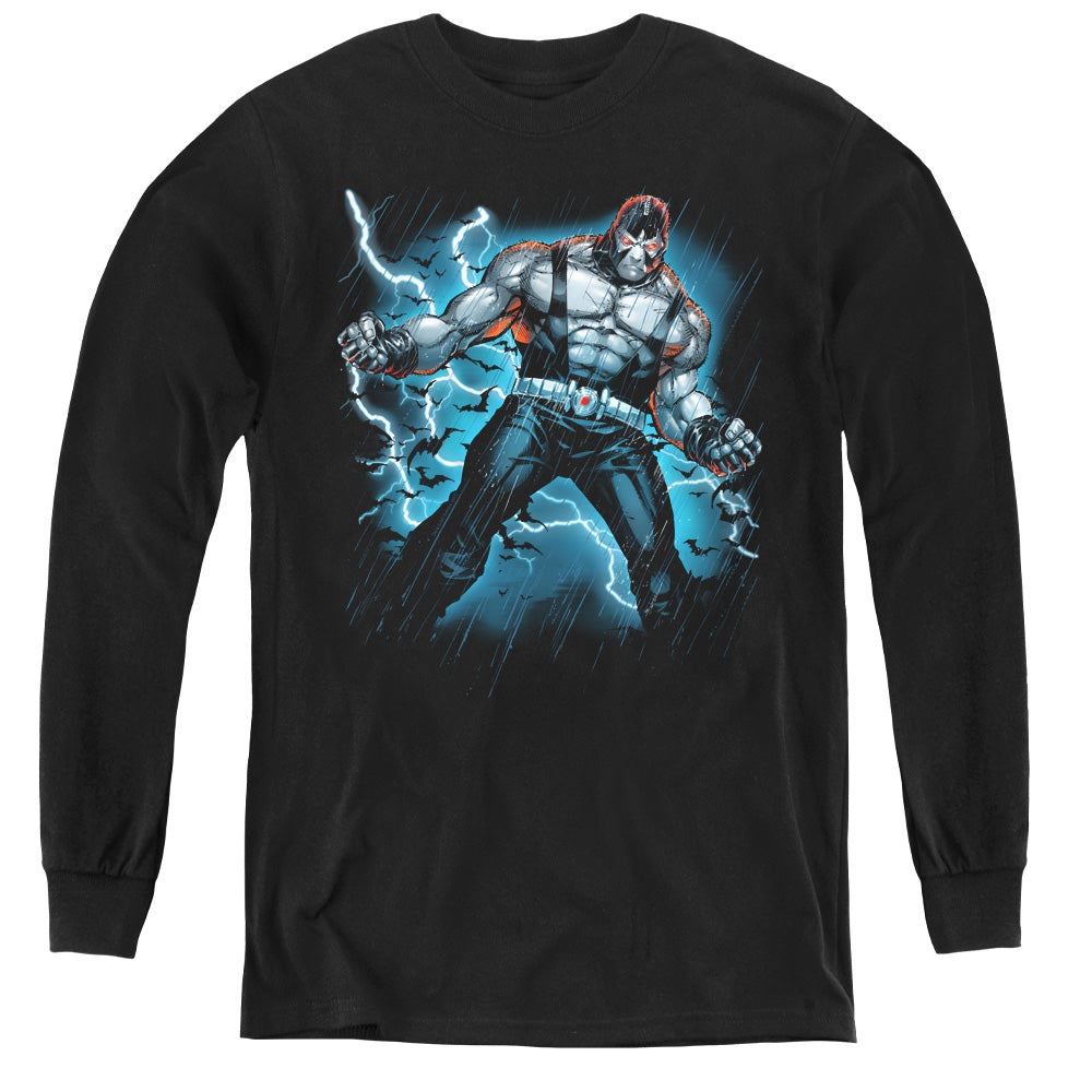 AN OFFCIALLY LICENSED BATMAN STORMY BANE YOUTH LONG SLEEVE T-SHIRT BLACK