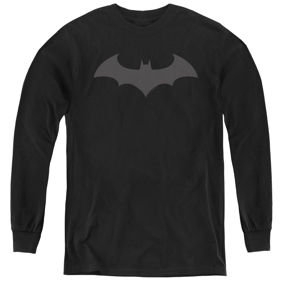 AN OFFCIALLY LICENSED BATMAN HUSH LOGO YOUTH LONG SLEEVE T-SHIRT BLACK