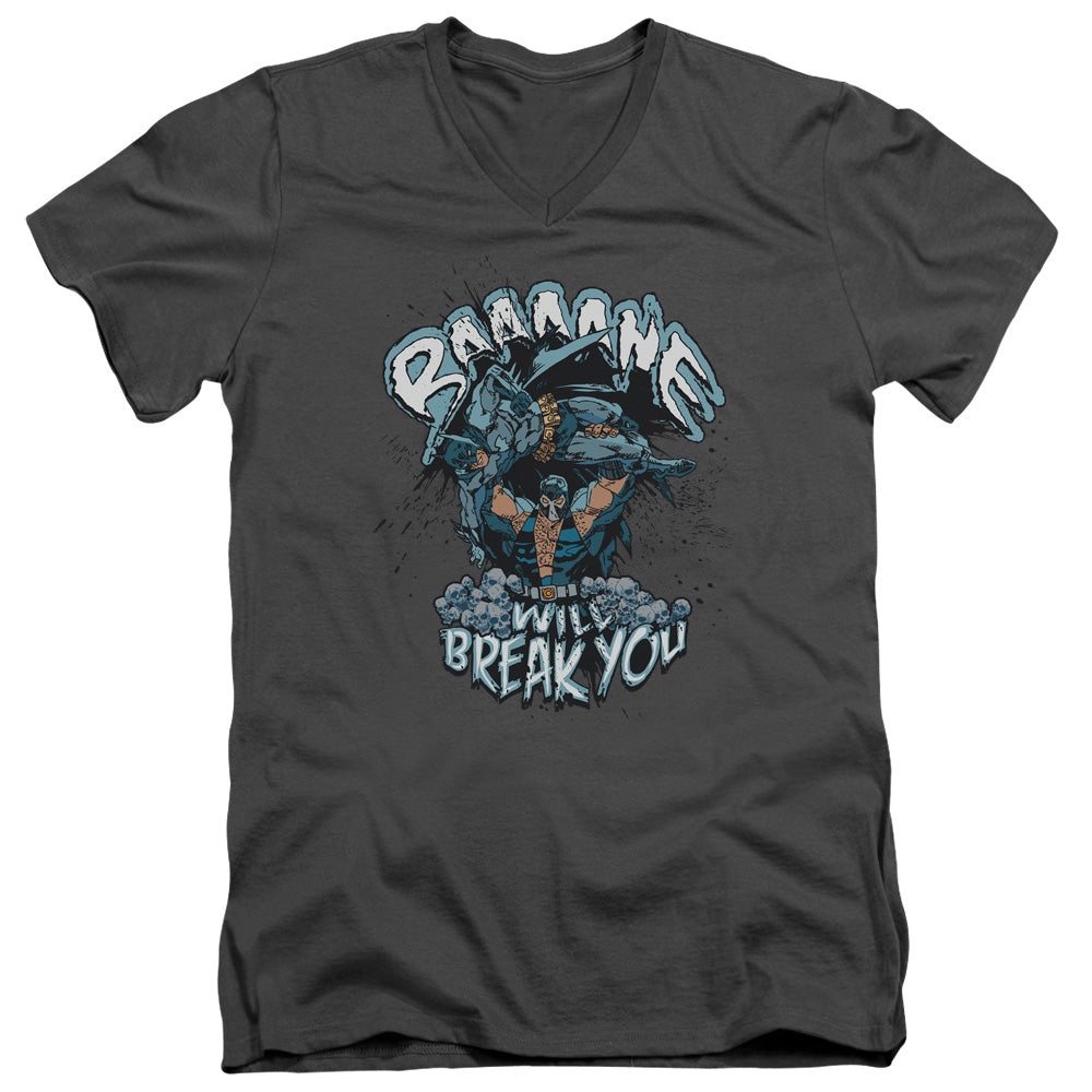 AN OFFCIALLY LICENSED BATMAN BANE WILL BREAK YOU MEN'S V-NECK T-SHIRT CHARCOAL