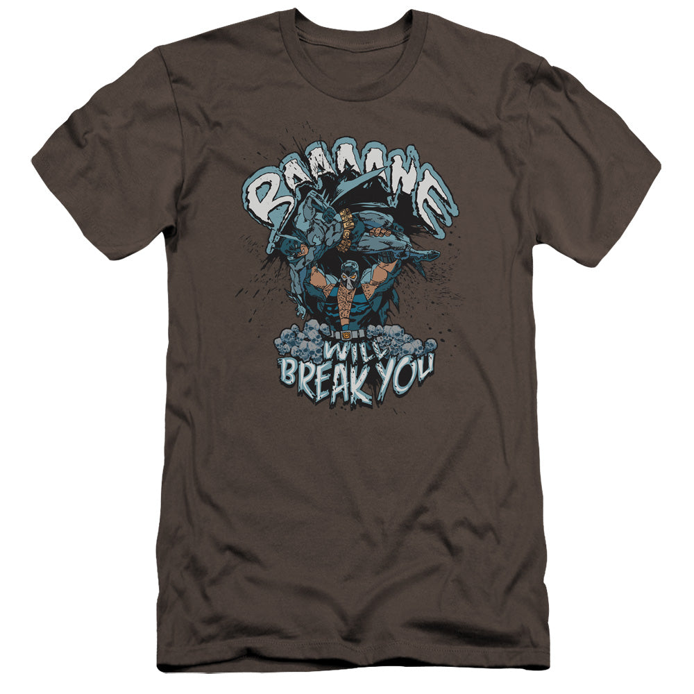 AN OFFCIALLY LICENSED BATMAN BANE WILL BREAK YOU MEN'S PREMIUM SLIM FIT T-SHIRT CHARCOAL
