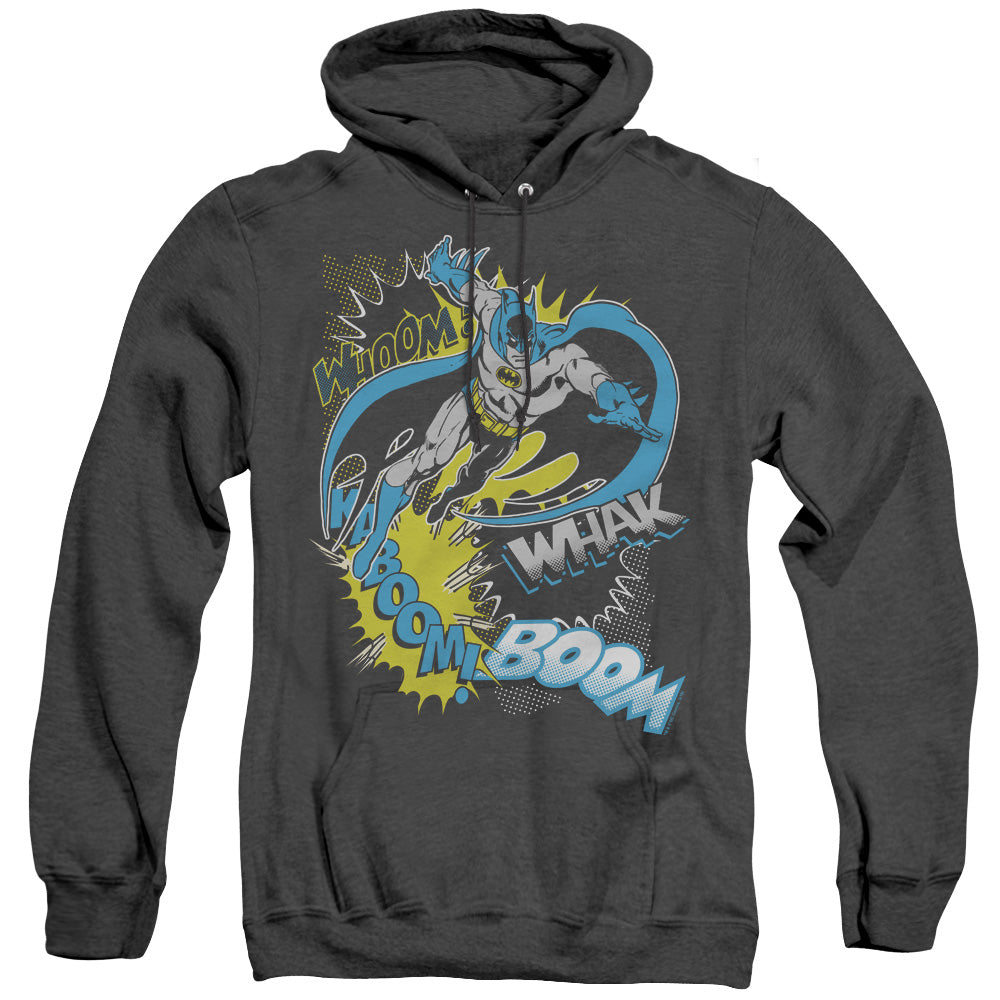 AN OFFCIALLY LICENSED BATMAN BAT EFFECTS ADULT UNISEX HEATHER PULLOVER HOODIE BLACK