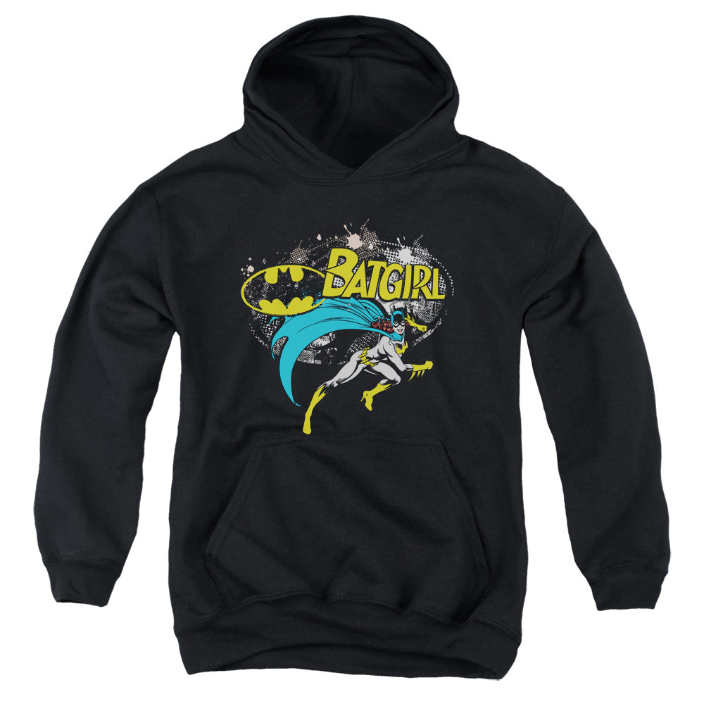 AN OFFCIALLY LICENSED BATMAN BATGIRL HALFTONE YOUTH HOODIE BLACK
