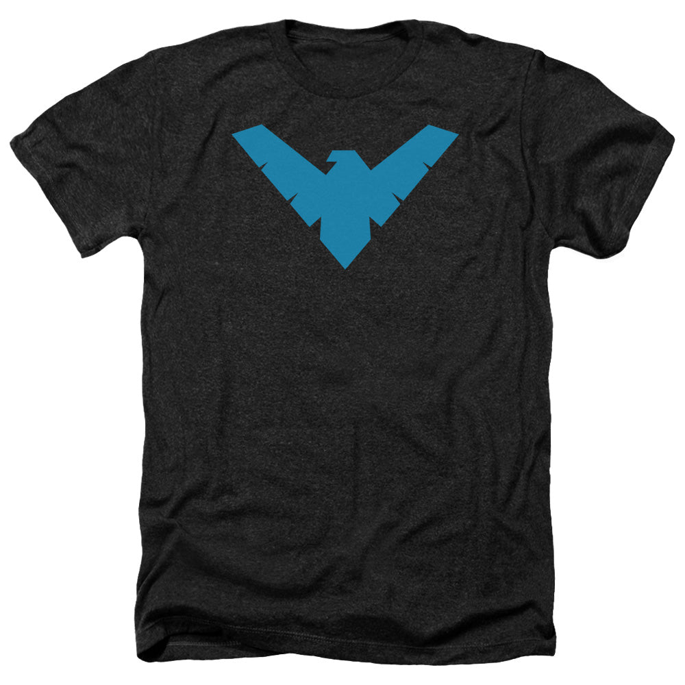 AN OFFCIALLY LICENSED BATMAN NIGHTWING SYMBOL MEN'S HEATHER T-SHIRT CHARCOAL