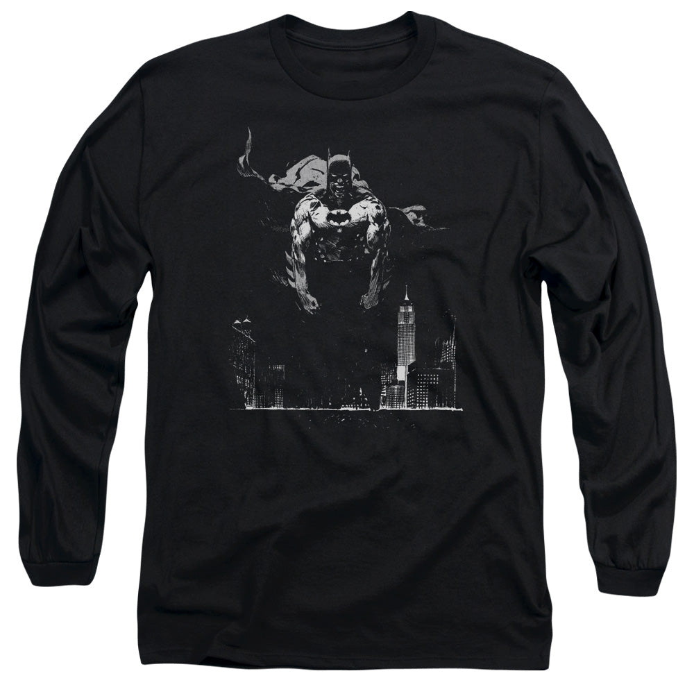 AN OFFCIALLY LICENSED BATMAN DIRTY CITY MEN'S LONG SLEEVE T-SHIRT BLACK