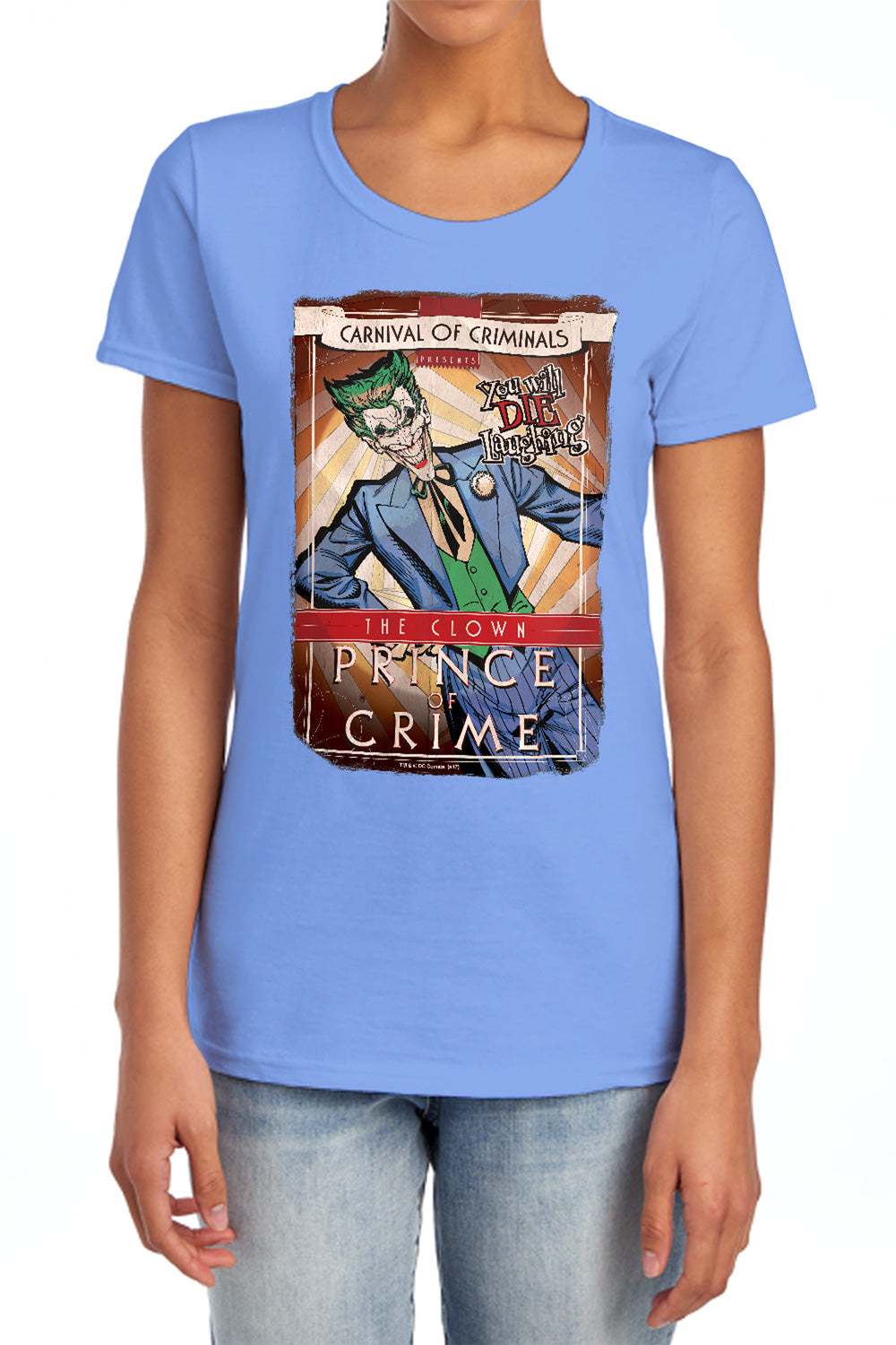 AN OFFCIALLY LICENSED BATMAN CLOWN PRINCE WOMEN'S REGULAR FIT T-SHIRT CHARCOAL