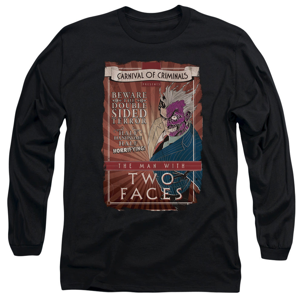 AN OFFCIALLY LICENSED BATMAN TWO FACES MEN'S LONG SLEEVE T-SHIRT BLACK