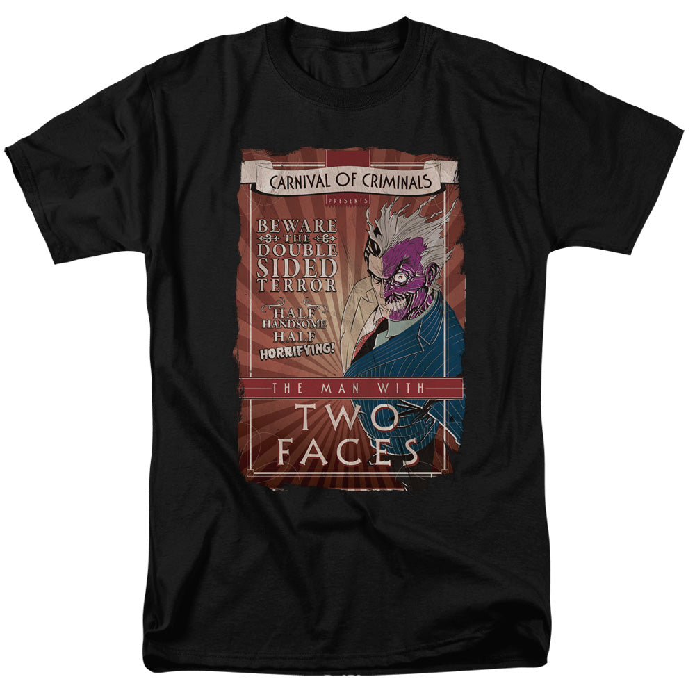 AN OFFCIALLY LICENSED BATMAN TWO FACES MEN'S REGULAR FIT T-SHIRT BLACK
