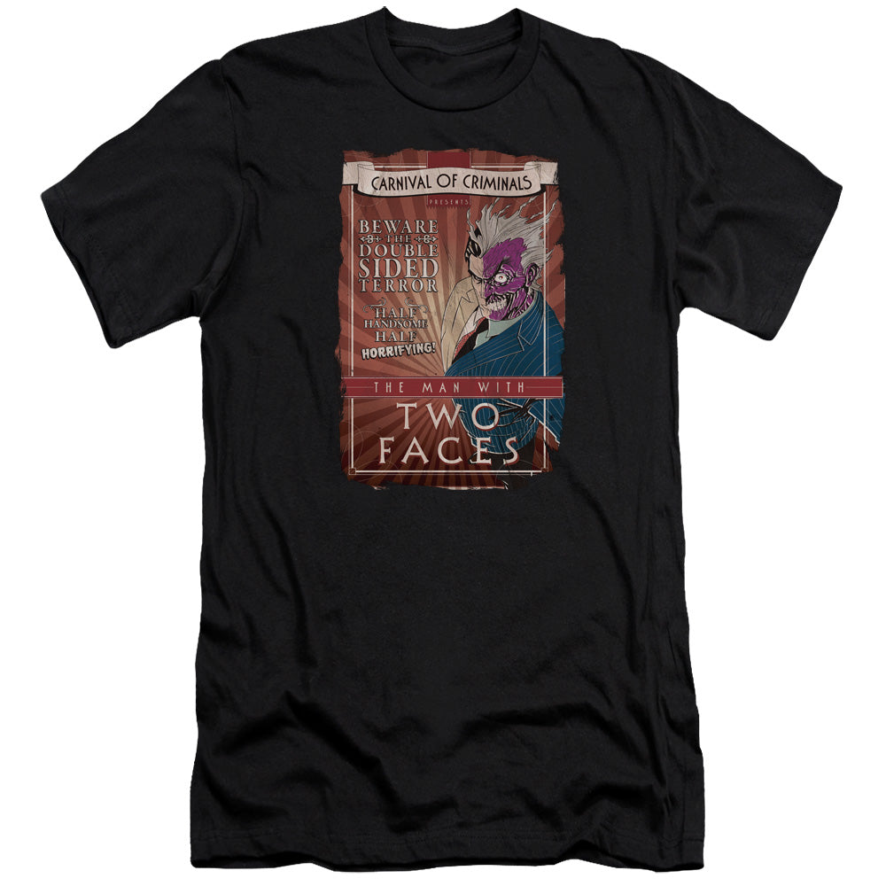 AN OFFCIALLY LICENSED BATMAN TWO FACES MEN'S PREMIUM SLIM FIT T-SHIRT BLACK