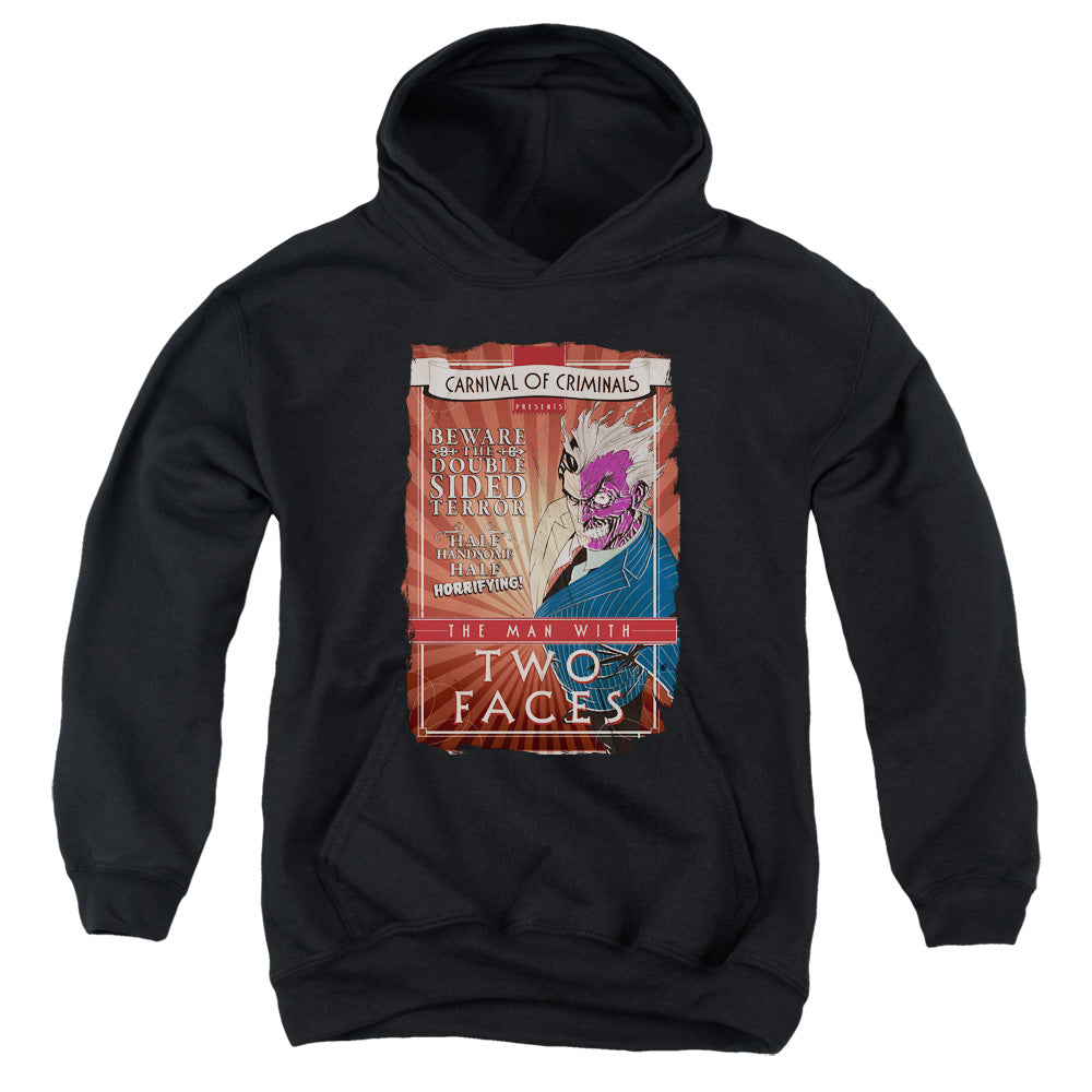 AN OFFCIALLY LICENSED BATMAN TWO FACES YOUTH HOODIE BLACK