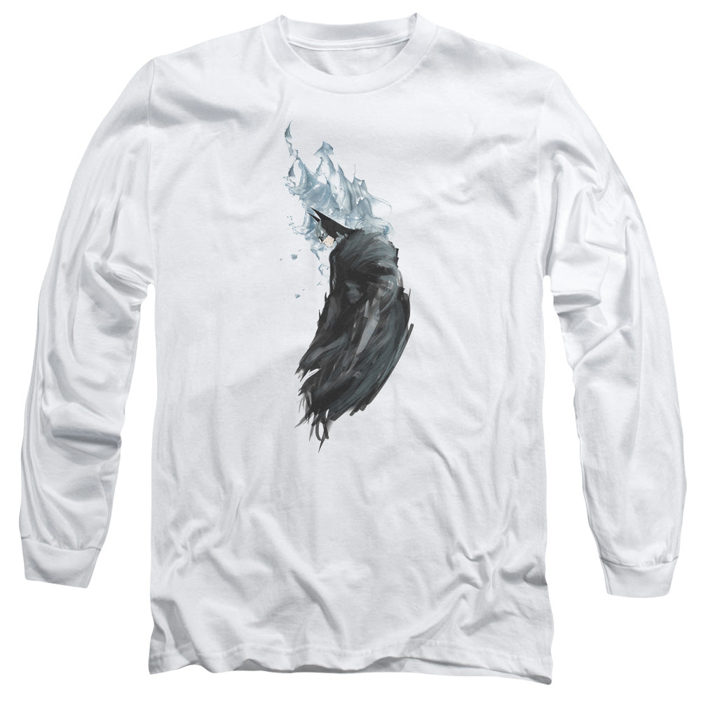 AN OFFCIALLY LICENSED BATMAN WASH MEN'S LONG SLEEVE T-SHIRT WHITE