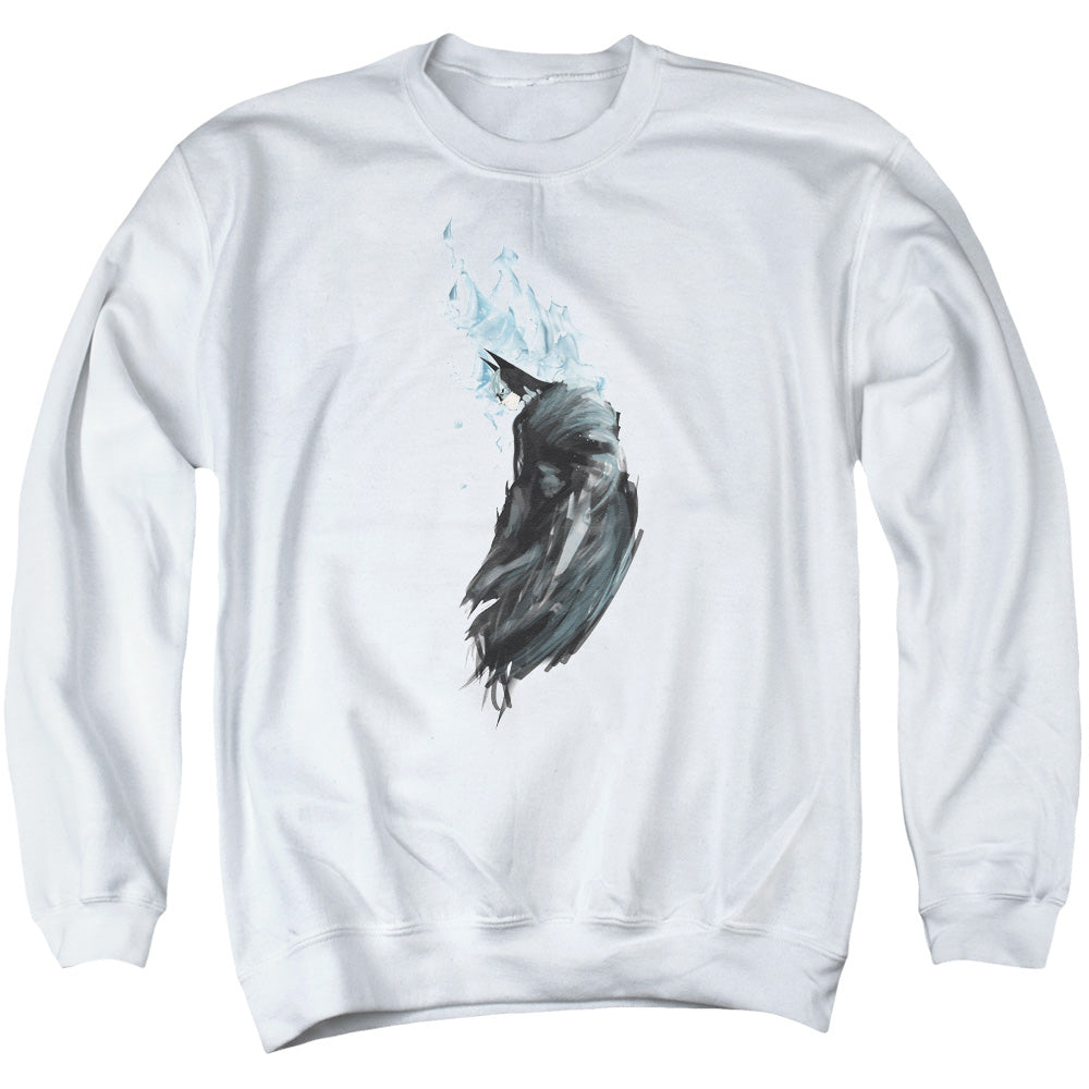 AN OFFCIALLY LICENSED BATMAN WASH ADULT UNISEX CREWNECK SWEATSHIRT WHITE