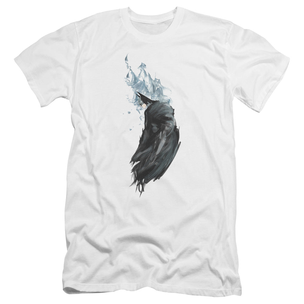 AN OFFCIALLY LICENSED BATMAN WASH MEN'S PREMIUM SLIM FIT T-SHIRT WHITE