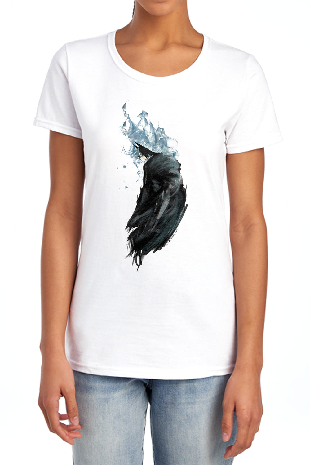 AN OFFCIALLY LICENSED BATMAN WASH WOMEN'S REGULAR FIT T-SHIRT WHITE