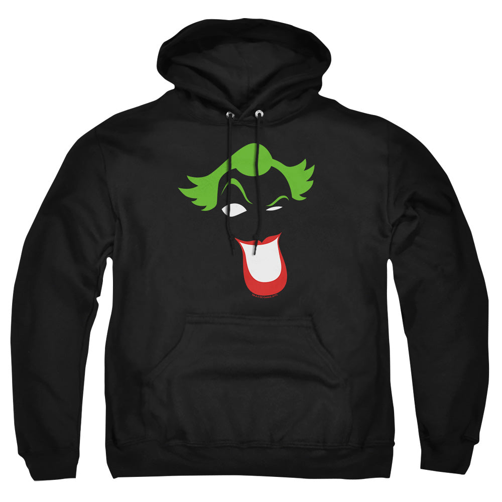 AN OFFCIALLY LICENSED BATMAN JOKER SIMPLIFIED ADULT UNISEX PULLOVER HOODIE BLACK
