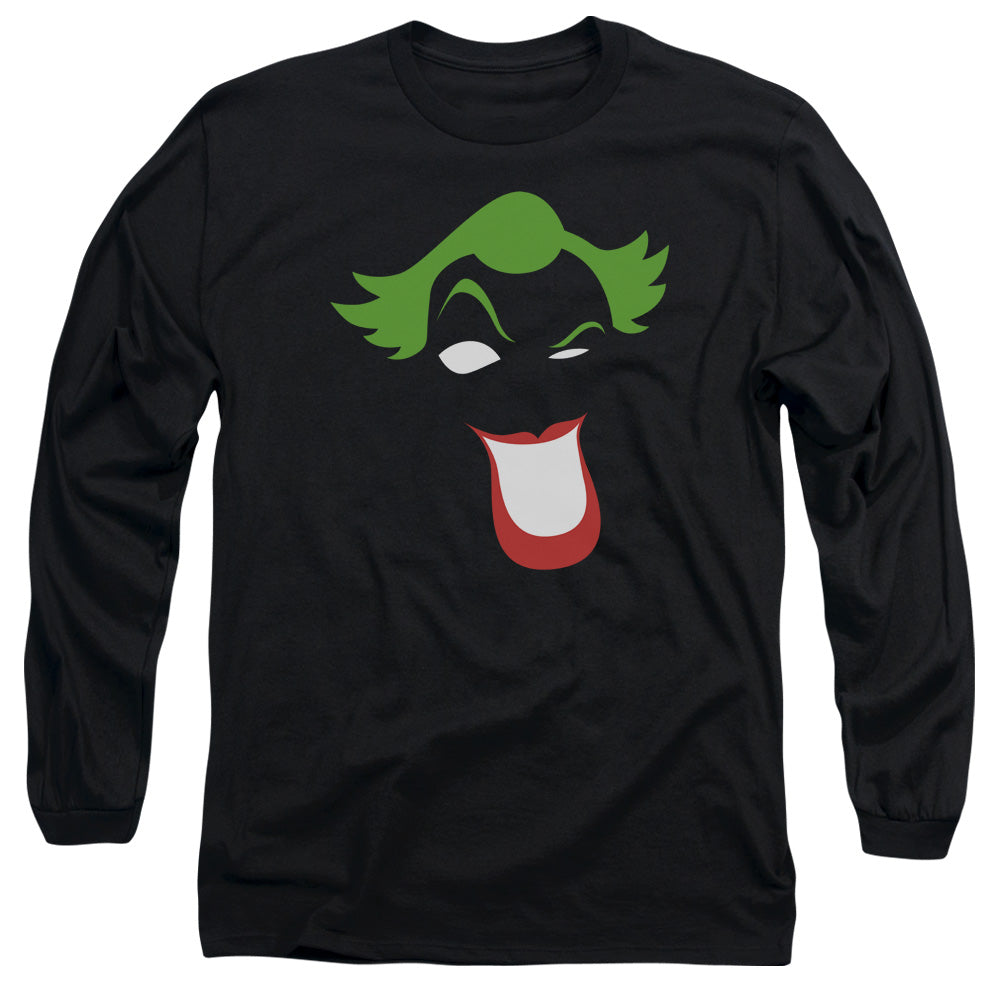 AN OFFCIALLY LICENSED BATMAN JOKER SIMPLIFIED MEN'S LONG SLEEVE T-SHIRT BLACK