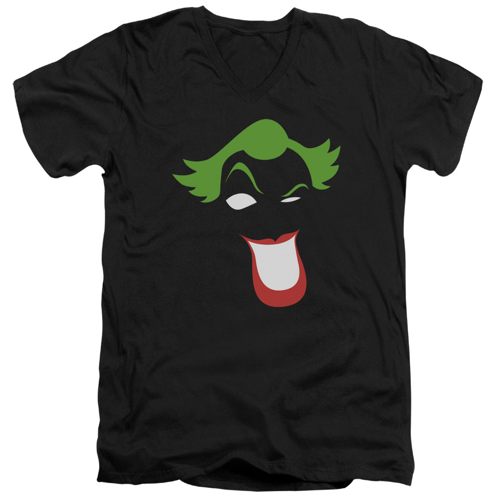 AN OFFCIALLY LICENSED BATMAN JOKER SIMPLIFIED MEN'S V-NECK T-SHIRT BLACK