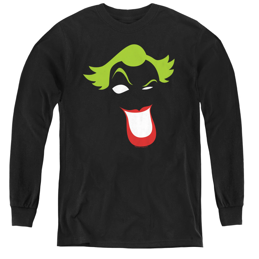 AN OFFCIALLY LICENSED BATMAN JOKER SIMPLIFIED YOUTH LONG SLEEVE T-SHIRT BLACK