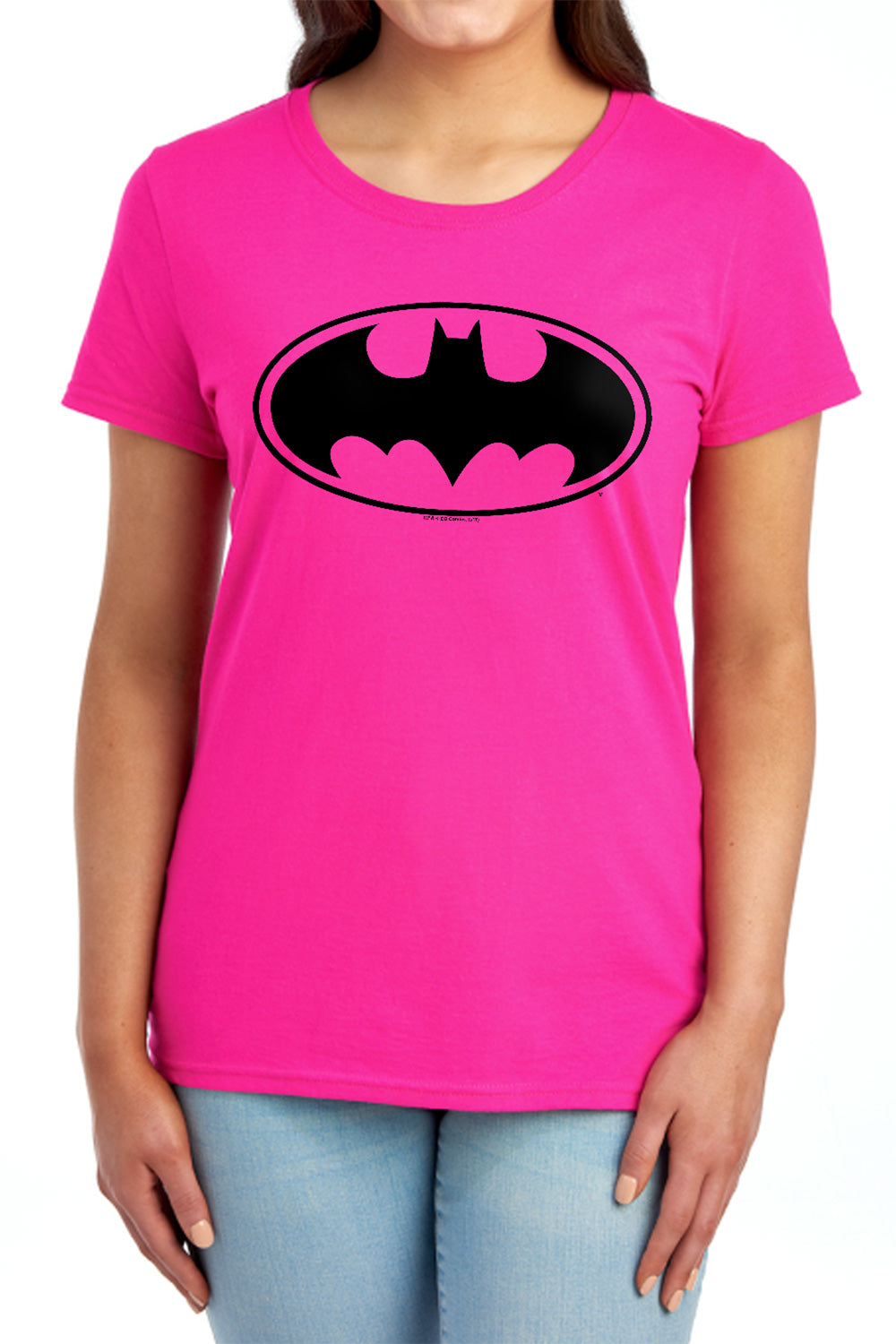 AN OFFCIALLY LICENSED BATMAN BLACK BAT WOMEN'S REGULAR FIT T-SHIRT HOT PINK