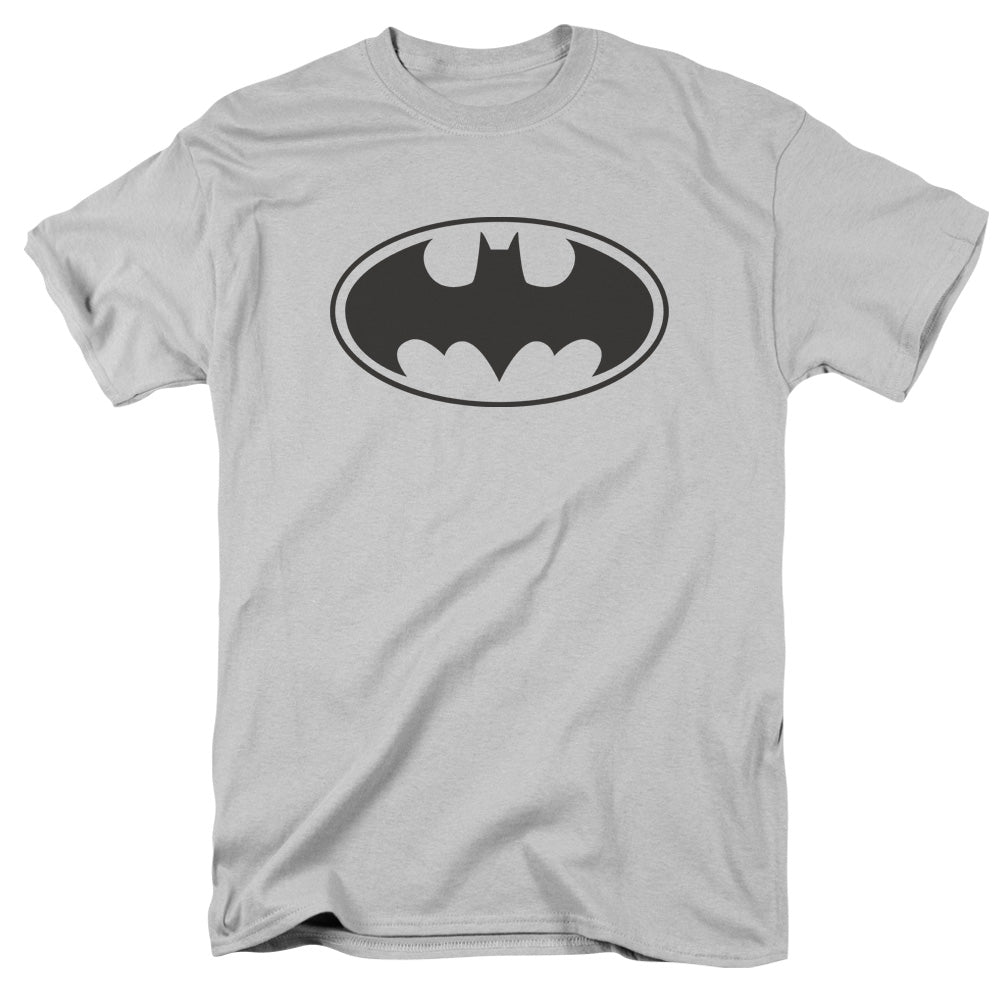 AN OFFCIALLY LICENSED BATMAN BLACK BAT MEN'S REGULAR FIT T-SHIRT SILVER
