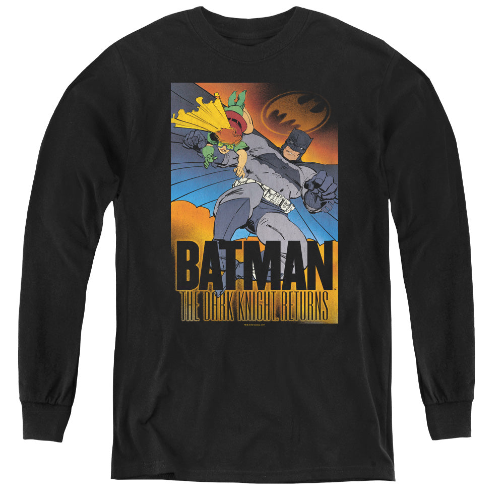 AN OFFCIALLY LICENSED BATMAN DK RETURNS YOUTH LONG SLEEVE T-SHIRT BLACK