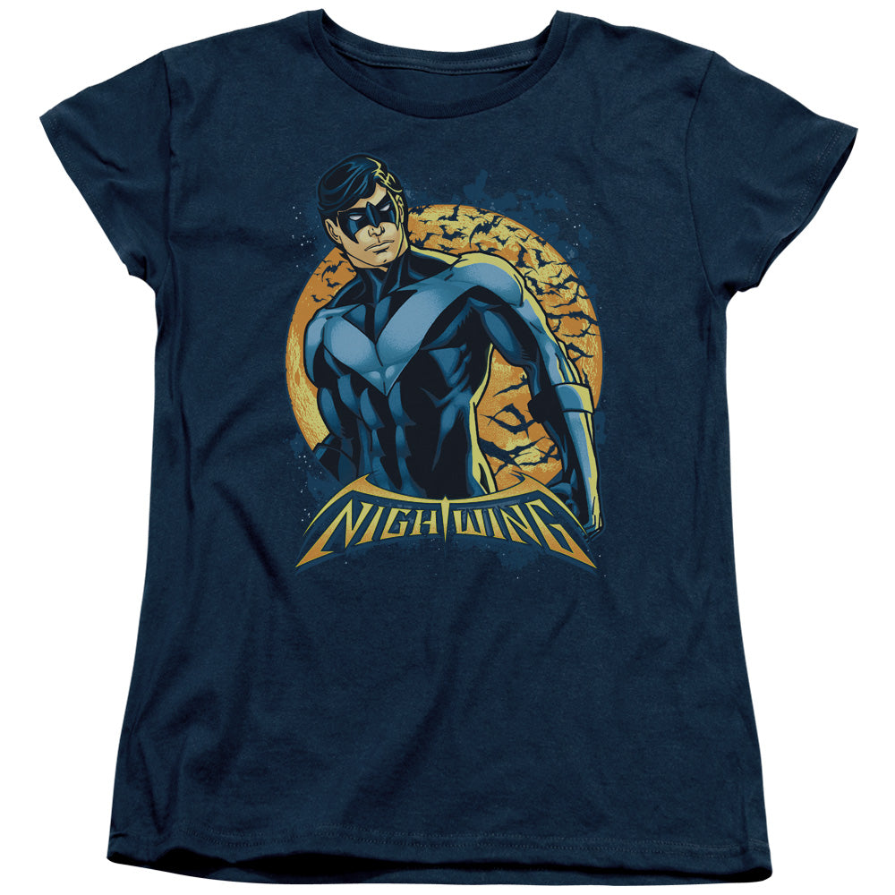 AN OFFCIALLY LICENSED BATMAN NIGHTWING MOON WOMEN'S REGULAR FIT T-SHIRT NAVY