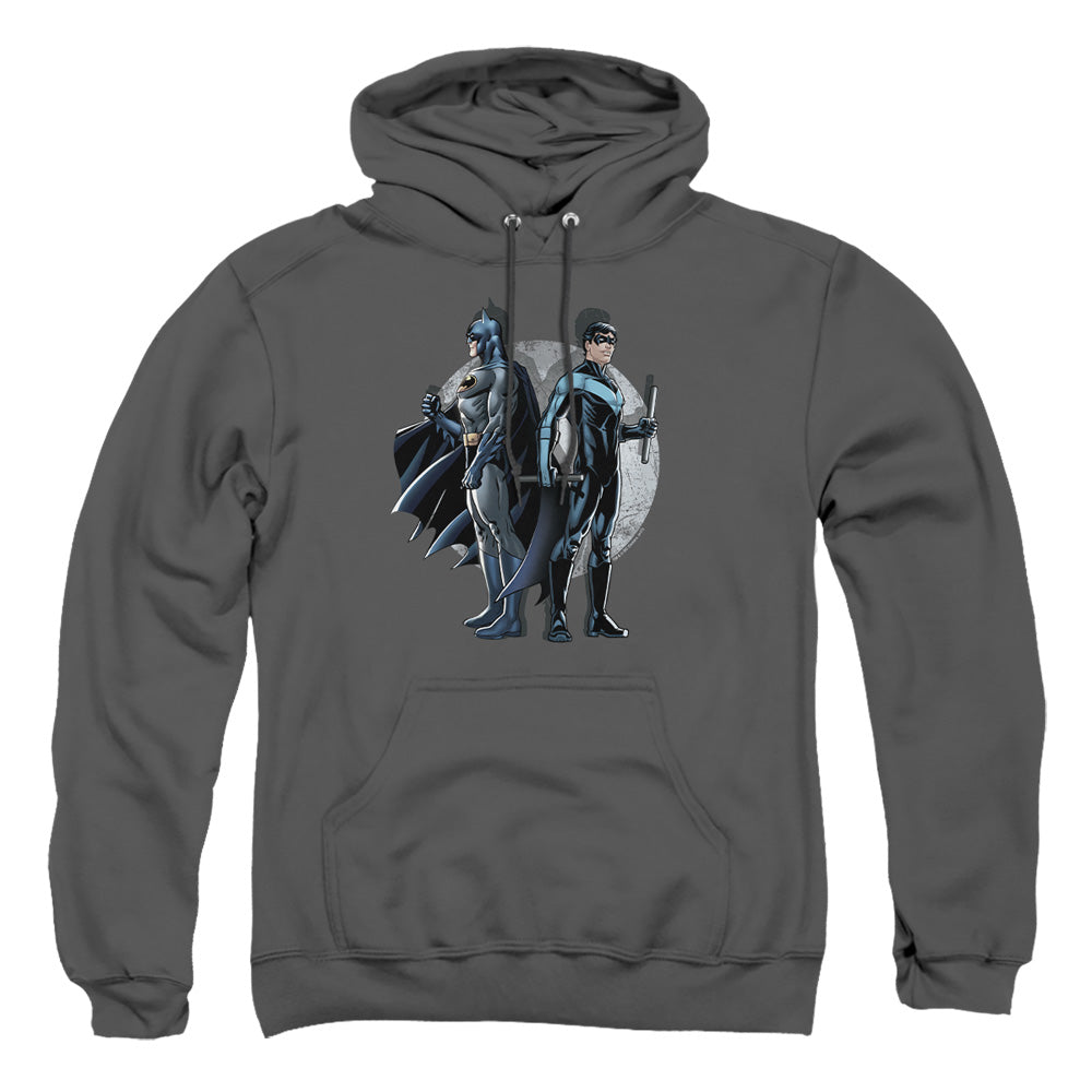 AN OFFCIALLY LICENSED BATMAN SPOTLIGHT ADULT UNISEX PULLOVER HOODIE CHARCOAL