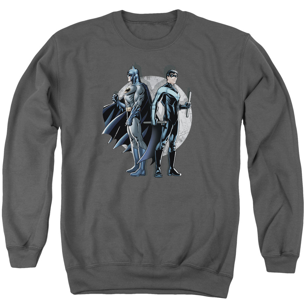 AN OFFCIALLY LICENSED BATMAN SPOTLIGHT ADULT UNISEX CREWNECK SWEATSHIRT CHARCOAL