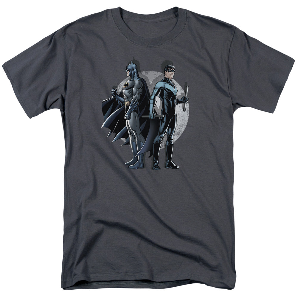 AN OFFCIALLY LICENSED BATMAN SPOTLIGHT MEN'S REGULAR FIT T-SHIRT CHARCOAL