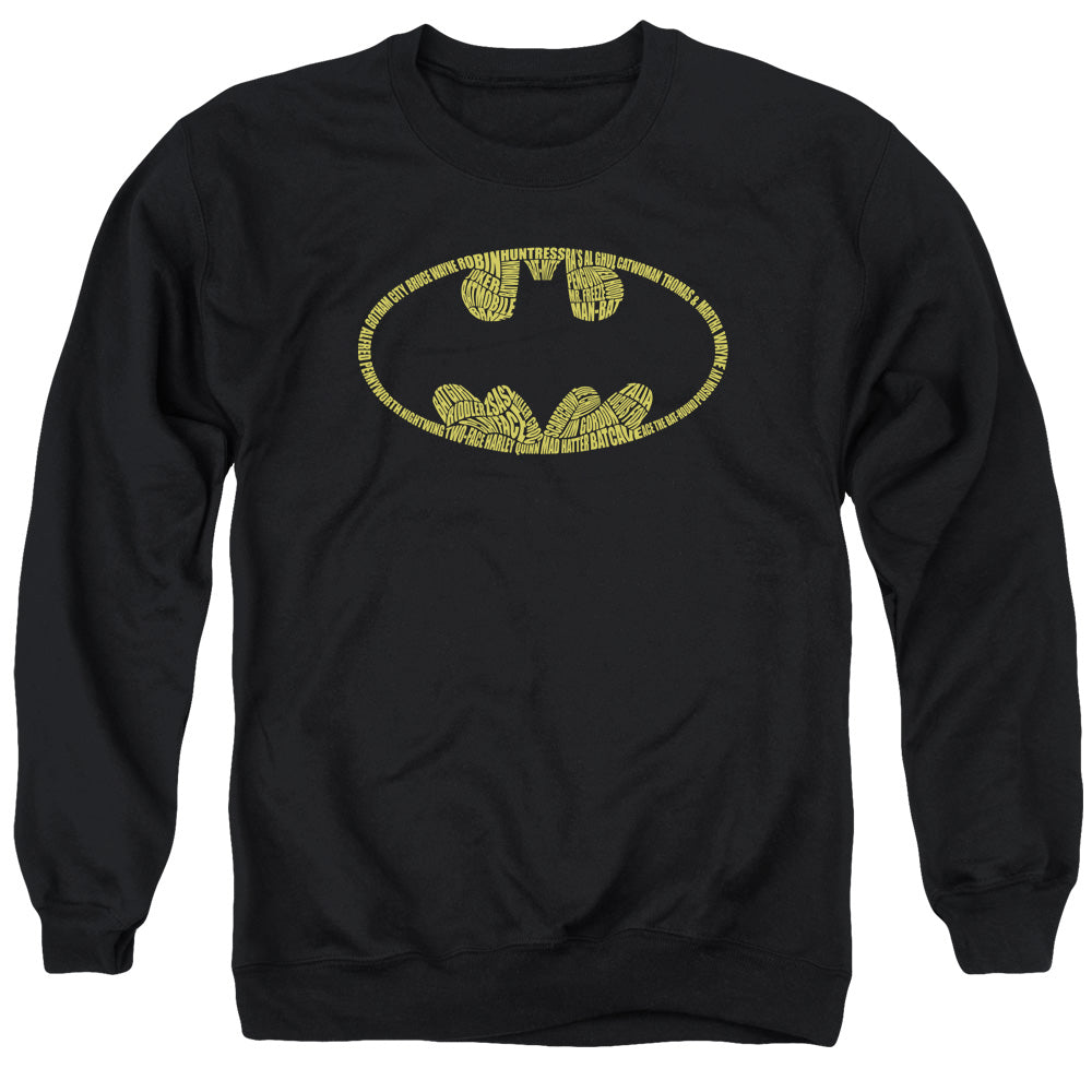 AN OFFCIALLY LICENSED BATMAN WORD LOGO ADULT UNISEX CREWNECK SWEATSHIRT BLACK