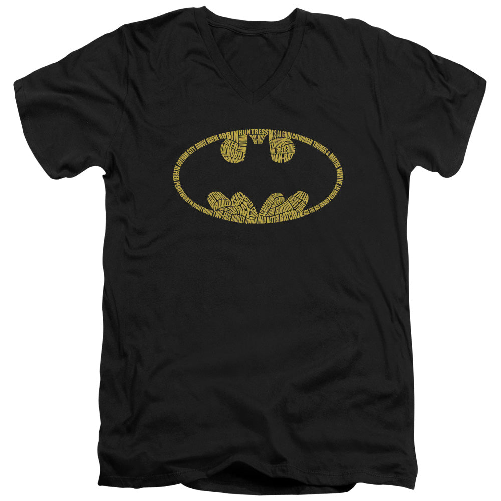 AN OFFCIALLY LICENSED BATMAN WORD LOGO MEN'S V-NECK T-SHIRT BLACK